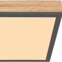 Quadratische LED Deckenleuchte Doro, 30 cm, Holz- und Graphitoptik, warmweißes Licht.