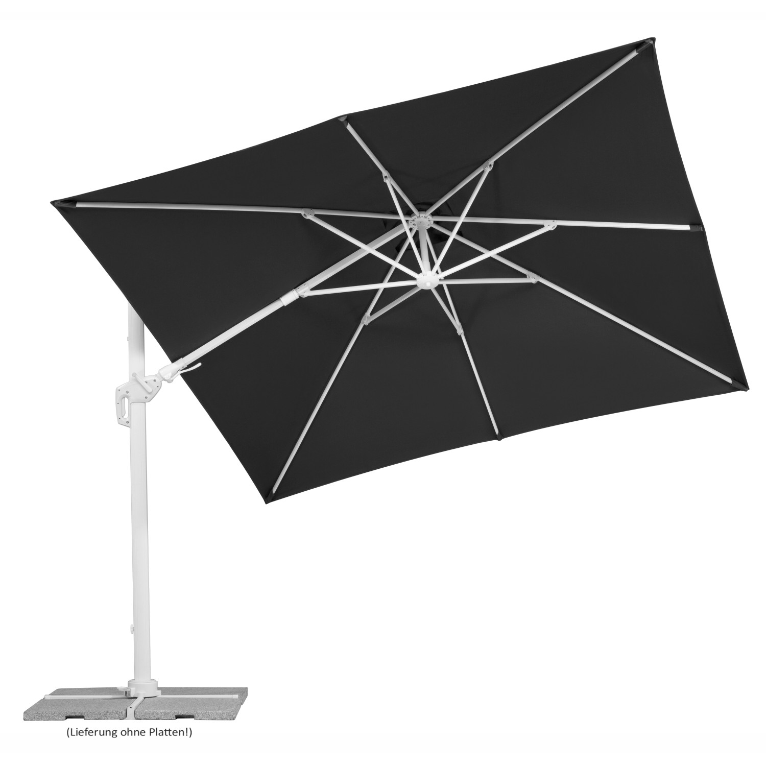 Anthrazit Schneider Ampelschirm Rhodos, 360x300 cm, mit Kurbel und UV 50+ Schutz.