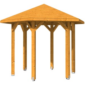 Skan Holz Pavillon Nancy, 360x312 cm, Eiche hell, Leimholz-Konstruktion mit Massivholzdach.