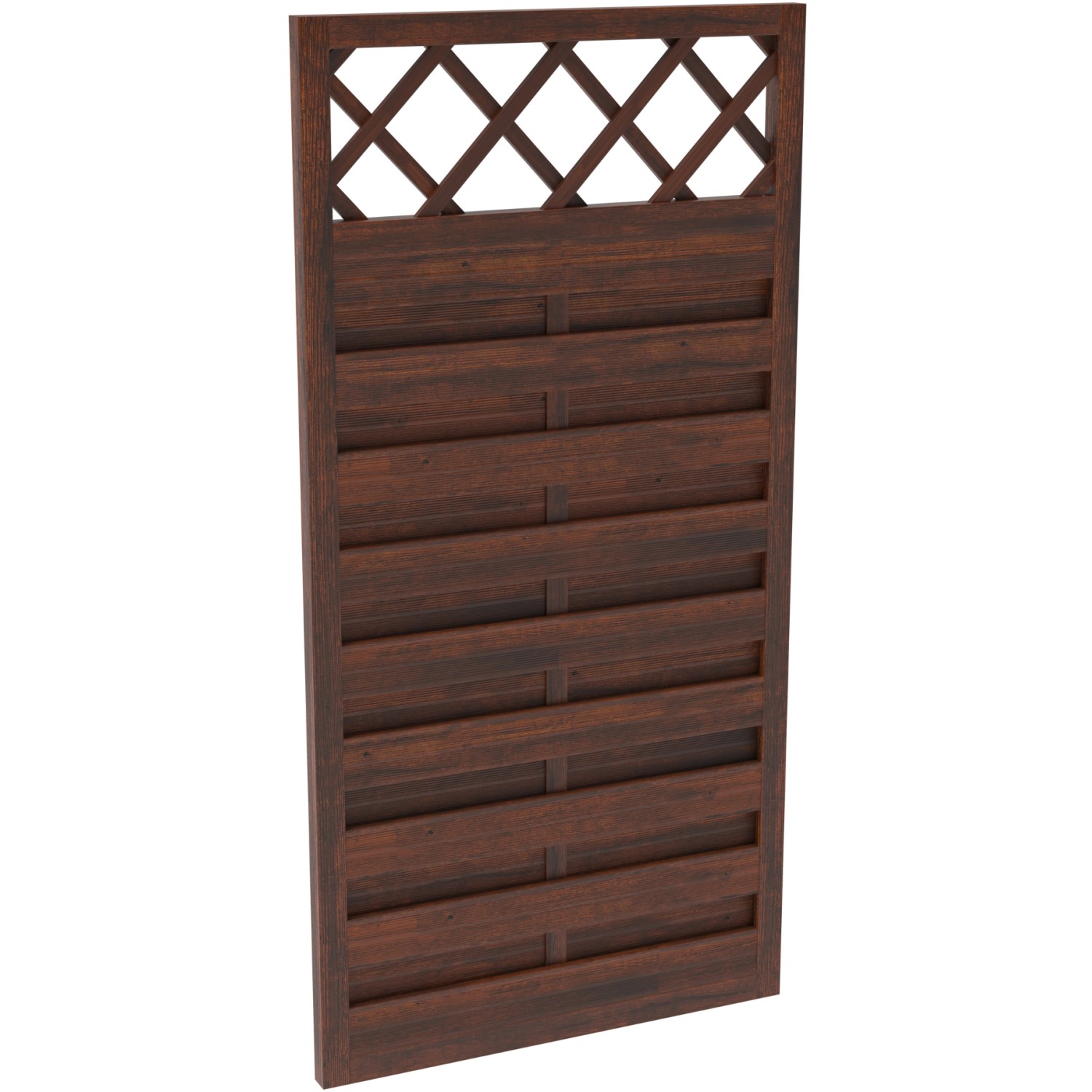 Braunes Sichtschutzzaun-Element Country, 180x90 cm, mit Latten und Gittereinsatz für Garten und Terrasse.