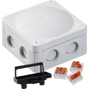 Wiska Abzweigkasten grau 85x85x51mm mit Wago Klemmen für Feuchtraum & Außenbereich.