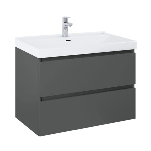 Roca Waschtischunterschrank Evelyne Basic, 80 cm, Anthrazit Matt mit 2 Schubladen.