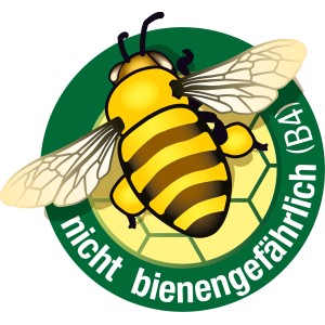 Symbol: Biene auf Wabengrund, "nicht bienengefährlich (B4)", für Lizetan AZ Schädlingsfrei.