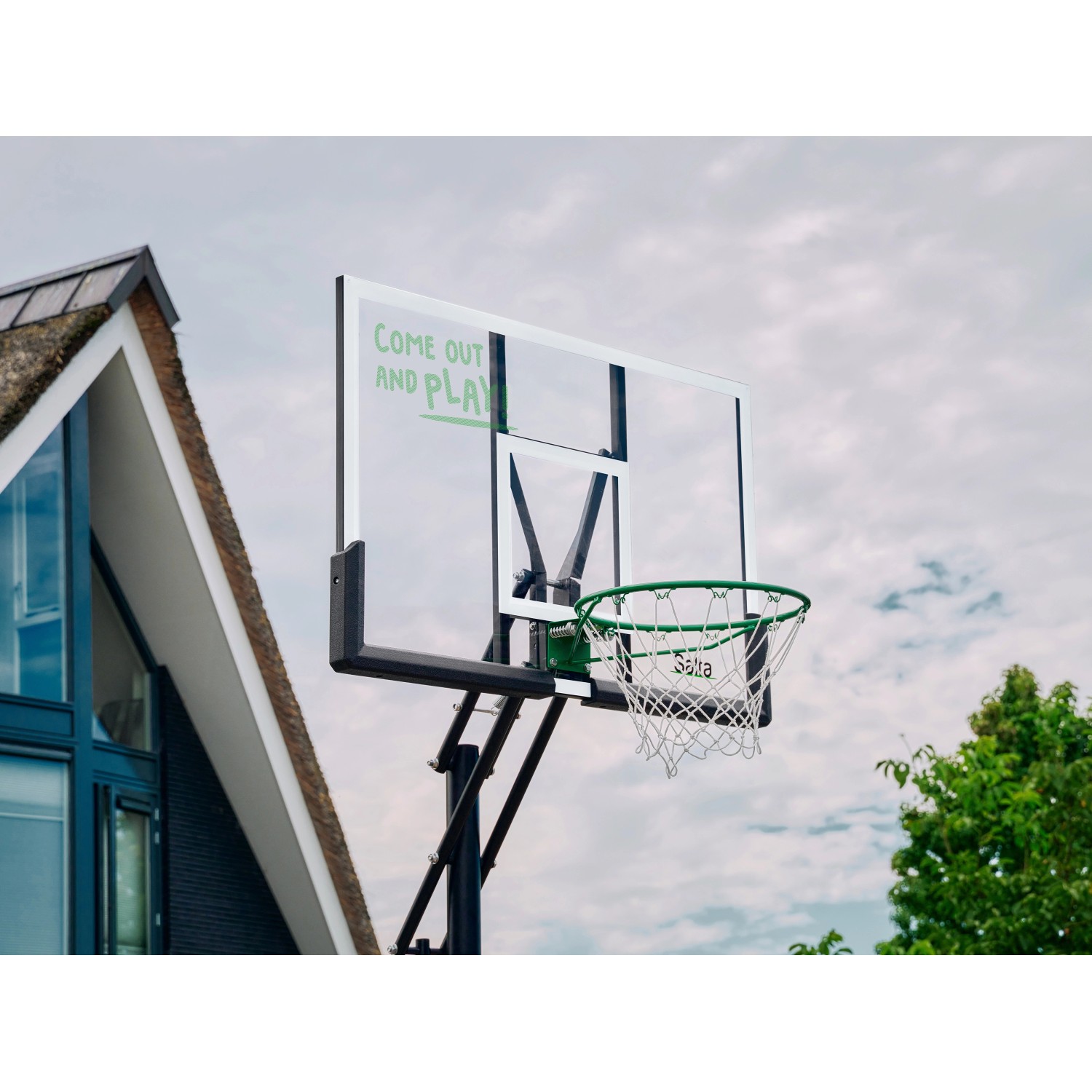Salta Basketballständer Center, höhenverstellbar, mit Polycarbonat Rückwand und Dunkring.