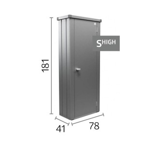 Biohort Terrassenschrank Julia S High, dunkelgrau-metallic, 181x78x41 cm, schmaler Gartenschrank mit Einzeltür.