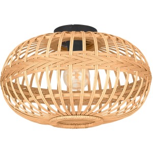 Eglo Amsfield Deckenleuchte, 1-flammig, Ø 45cm, schwarz, mit Lampenschirm aus Bambusgeflecht.