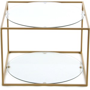 Kayoom Beistelltisch Cody, klar/gold, mit zwei Glasablagen und goldfarbenem Metallgestell.