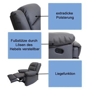 Detailansicht: MCW Relaxsessel G15 Taupe mit Liegefunktion und verstellbarer Fußstütze.