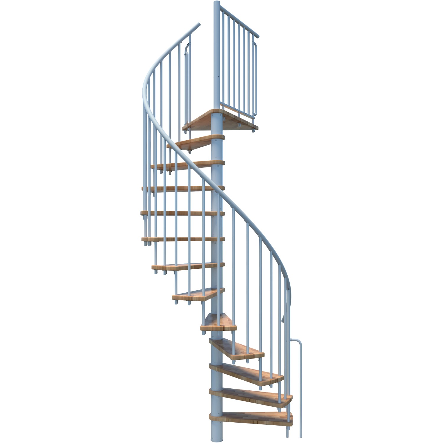 Minka Spindeltreppe Berlin, Buche/Weiß, Ø140cm, für Geschosshöhe bis 282cm.