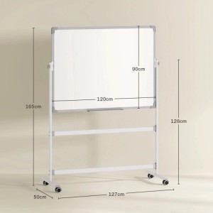 Mobiles HOMCOM Whiteboard auf Rollen, weiß, 120x90cm Tafel, Aluminiumrahmen, 165cm hoch. Ideal für Büro.