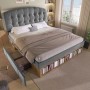 okwish Polsterbett 140x200cm mit Samtbezug Schubladen Jugendbett Grau ohne Matratze_4