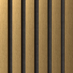 Denpanels Akustikpaneel in Gold-Metalloptik mit schwarzem Filz. Wandpaneel zur Schallreduzierung.