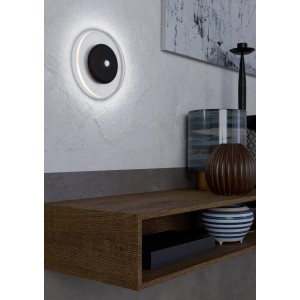 Moderne, schwarze EGLO LED Wandleuchte TREPELLA mit Sensor und Fernbedienung, Ø 115mm.