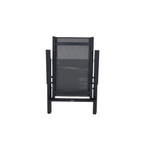 Zusammengeklappter Siena Garden Klappsessel Tauro, anthrazitfarben, ideal zur platzsparenden Aufbewahrung.
