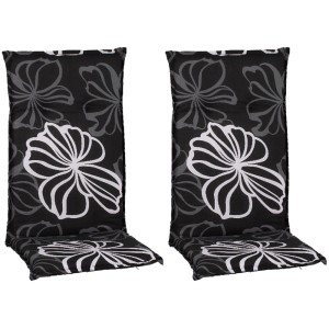 2er-Set Beo Saumauflagen Boston für Hochlehner, schwarz-weiß mit Blumenmuster.
