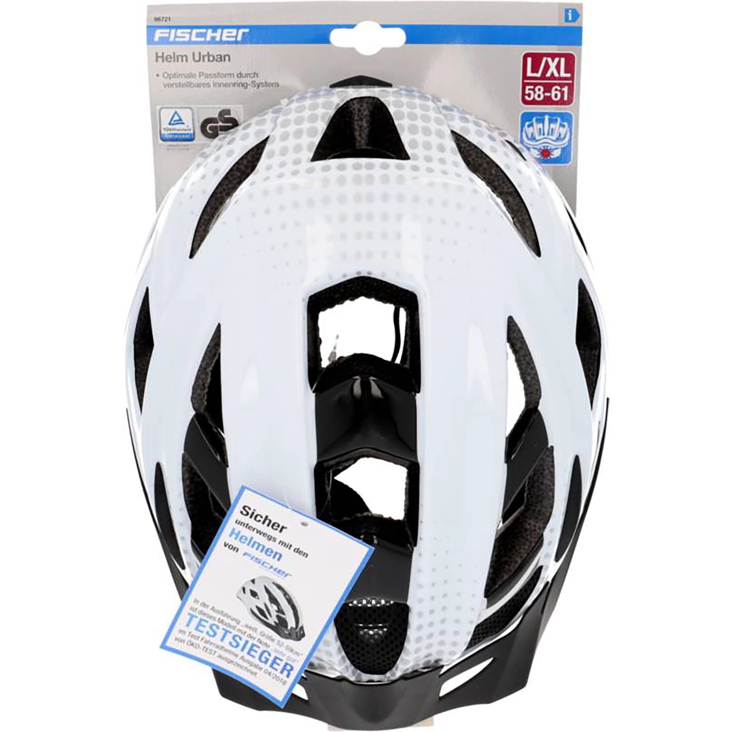 Weißer Fischer Fahrradhelm Urban Lano Gr. L/XL mit Belüftung und Visor.
