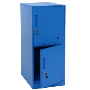 Blauer MCW Spind P63 mit 2 Türen, eine geöffnet, für Büro oder Werkstatt.