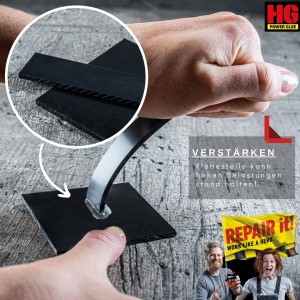 Anwendung HG Power Glue: Verklebte Metallteile halten hoher Belastung stand. Reparaturkleber für Haushalt, Werkstatt & Garten.