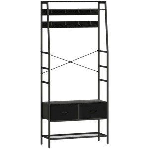 HOMCOM Garderobenständer Spanplatte Stahl 80L x 30B x 180,5H cm Schwarz