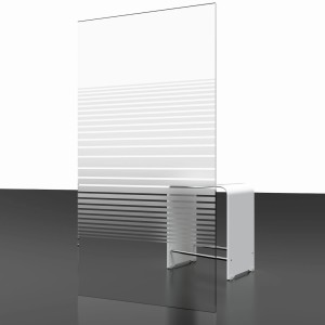 Schulte Eckeinstieg Sunny, 180x90 cm, silbernes Profil, Glasdekor mit Querstreifen.