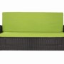 Gartensofa mit hellgrünen Kissen (Sitz- & Rückenkissen) für Polyrattan Möbel.
