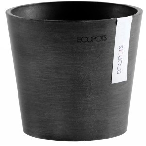 Ecopots Amsterdam Mini Pflanztopf, dunkelgrau, 13 cm. Frost- und UV-beständig für Innen- und Außenbereich.