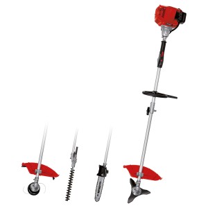 Einhell Benzin-Multifunktionswerkzeug GC-MM 52 I AS mit vier Aufsätzen: Motorsense, Trimmer, Hochentaster, Heckenschere.