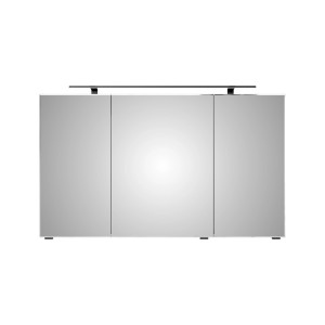 Pelipal Spiegelschrank Quantum 07, 120 cm, Kaschmir Matt, mit LED-Leuchte und drei Drehtüren.