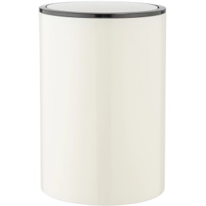 Cremefarbener Wenko Schwingdeckeleimer Inca, 5 l, für Bad oder WC.