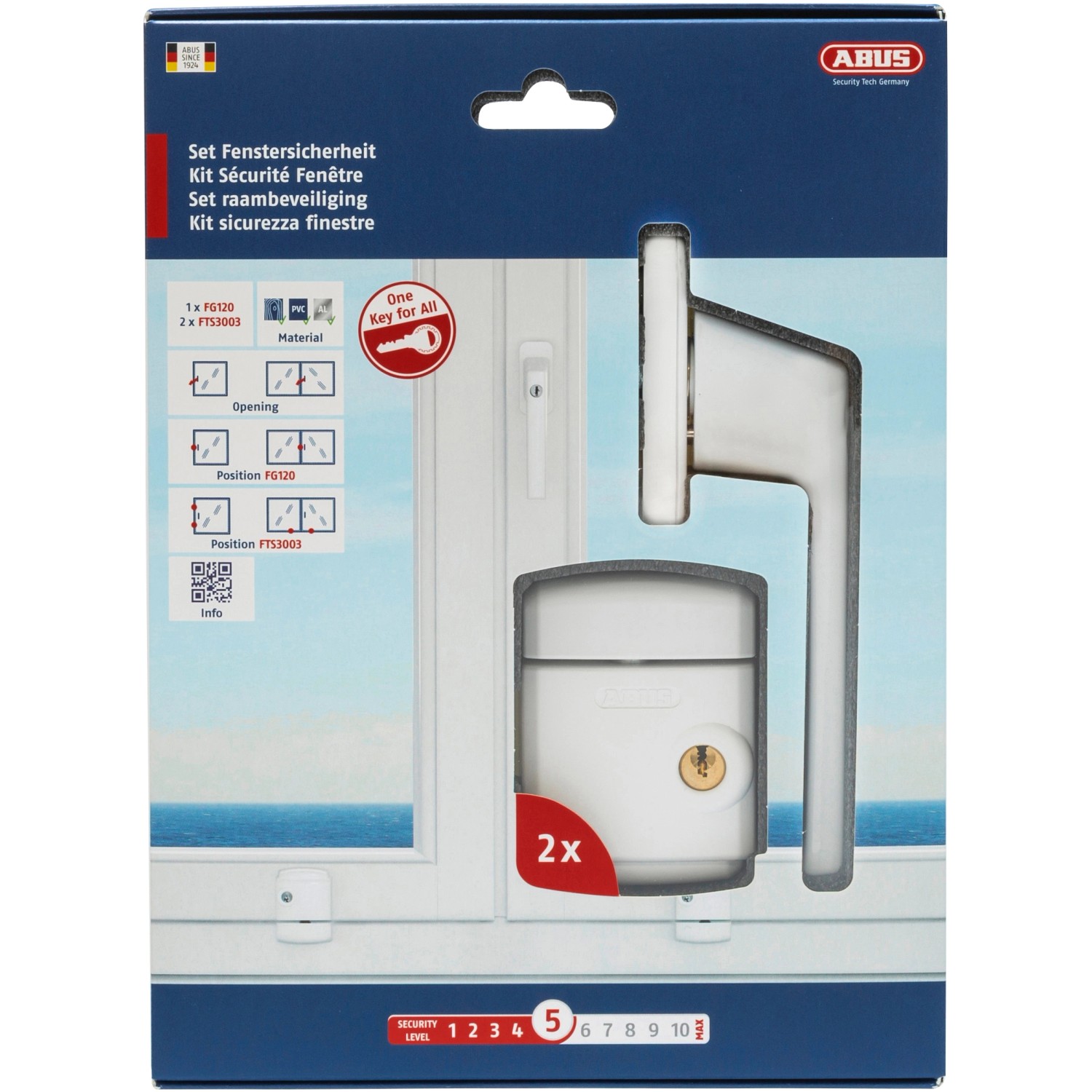 Abus Fenster-Sicherheitspaket 3: Fenstergriff und 2 Zusatzschlösser für erhöhte Sicherheit.