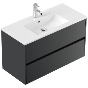Posseik Badmöbel Limes und Waschtisch 2 Greifraum Auszüge 100 cm Grafit