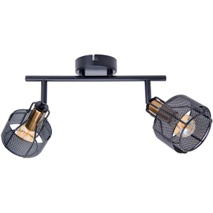 Schwarze Näve Wand- und Deckenleuchte Foro mit zwei goldenen Spots.