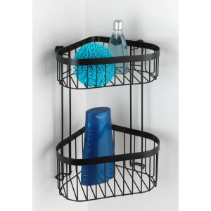 Wenko Eckregal 2 Etagen Classic Plus Black Stahl 23,5 x 33 x 18,5 cm Schwarz