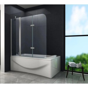 Glasdeals Badewannenaufsatz Duschtrennwand TRIPLE 150 x 140 cm 3507