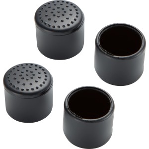 Fußkappen für Balkonmöbel-Set Kelvington, 4 Stück, aus schwarzem Kunststoff.