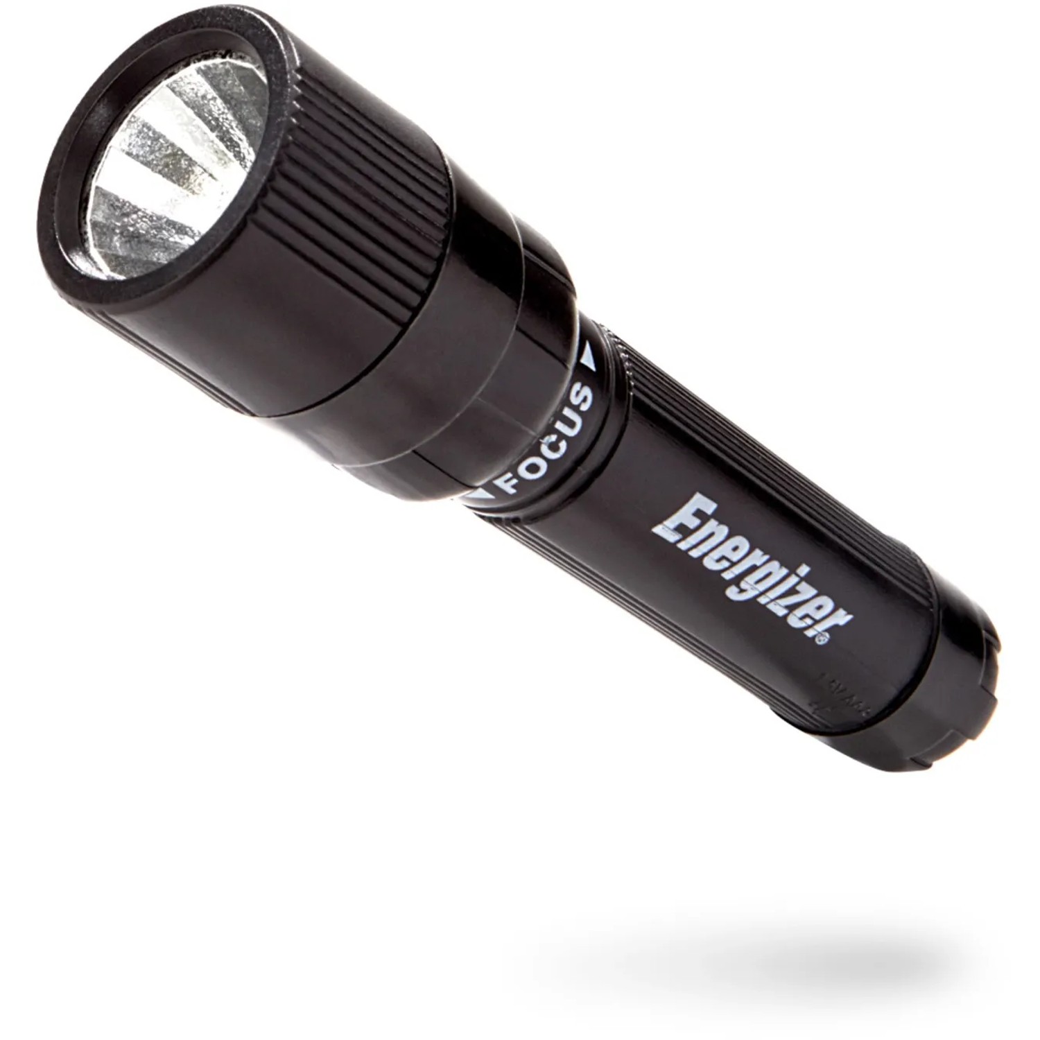 Schwarze Energizer X-Focus Taschenlampe mit Strahlfokussierung und AAA Batterie.