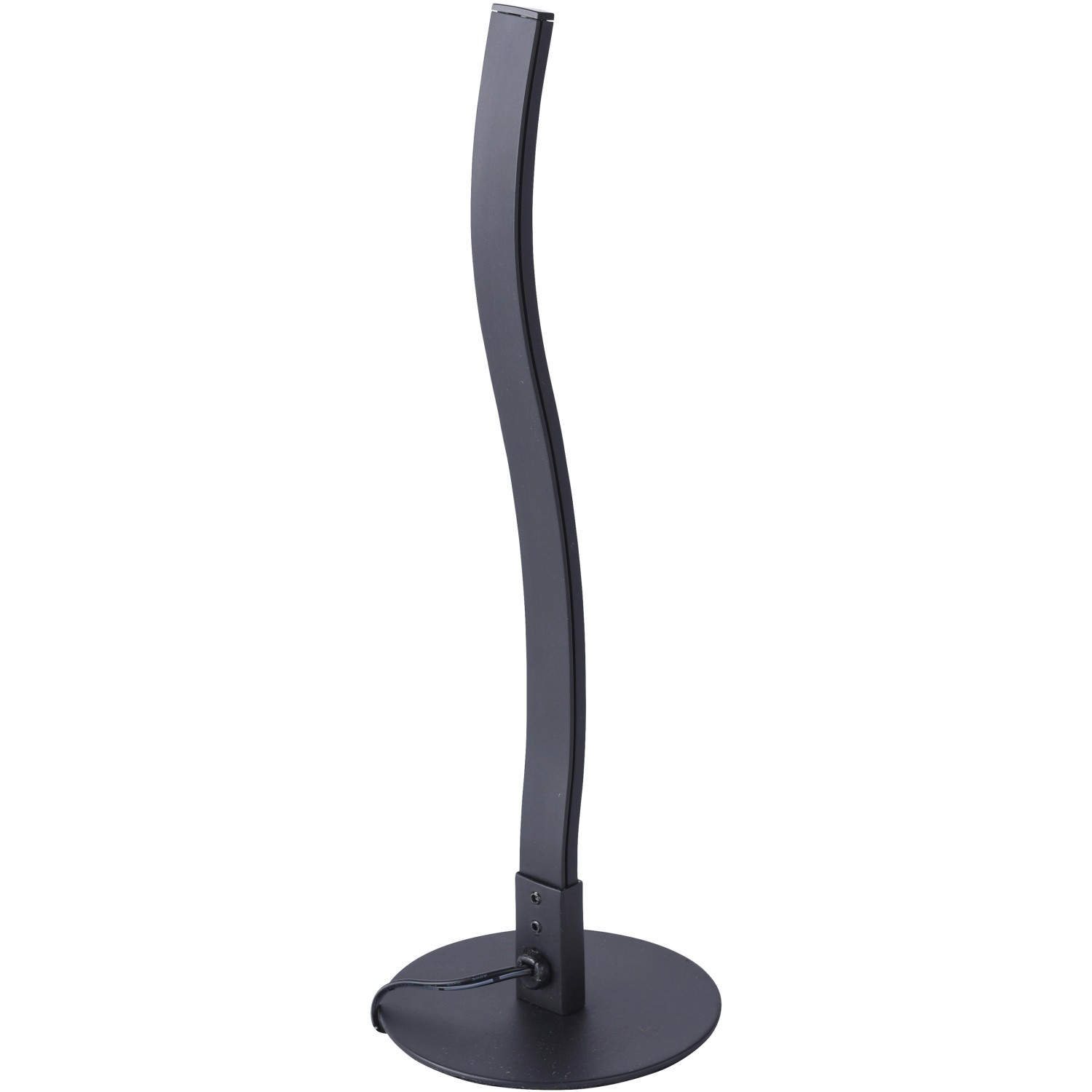 Schwarze LED-Tischleuchte, 30 cm hoch, modernes Design für den Innenbereich.