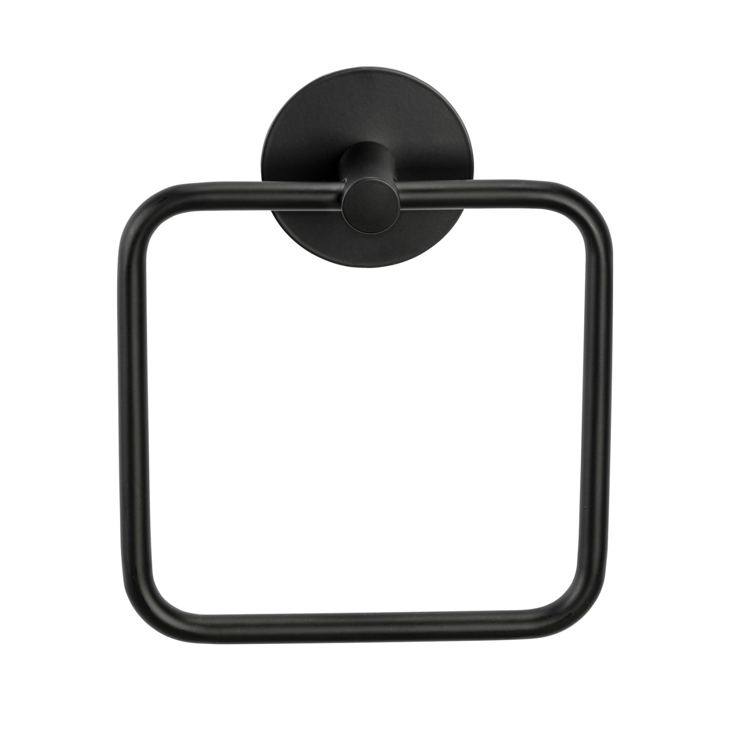 Schwarzer, eckiger Schöner Wohnen Handtuchring Meleto zur Wandmontage.