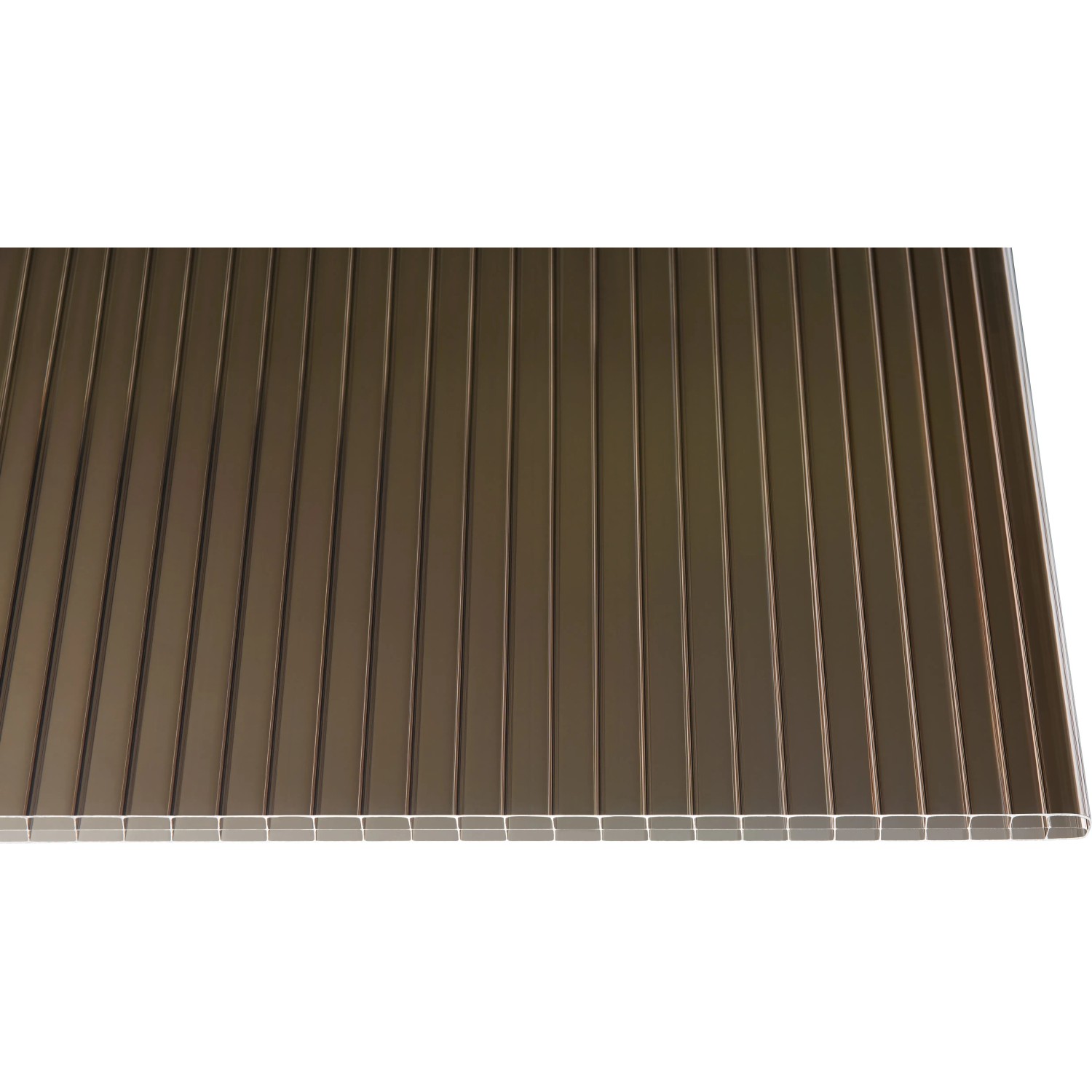 Bronzefarbene Hohlkammerplatte, 16 mm stark, für Kunststoffbedachung.