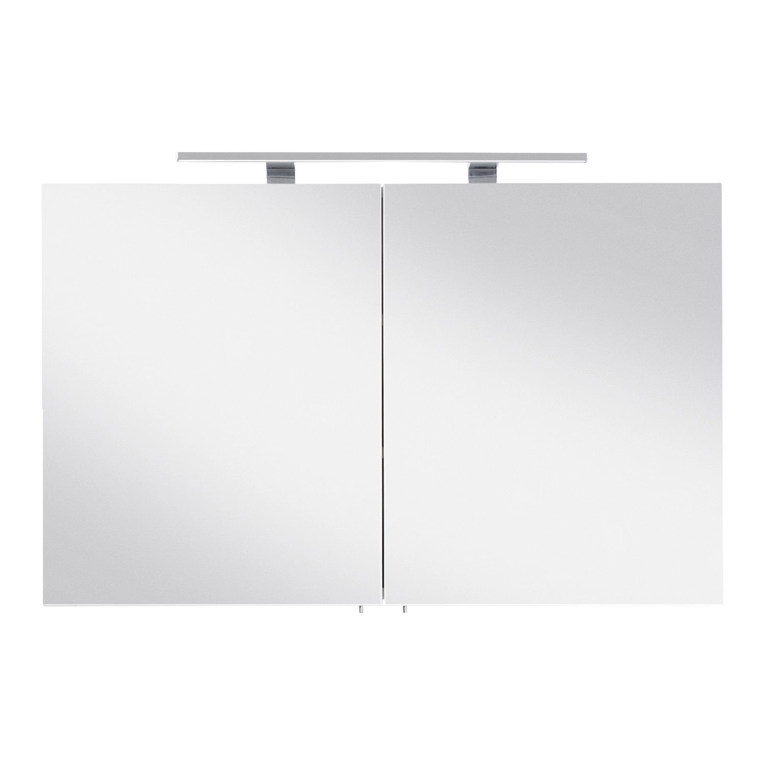 Posseik Spiegelschrank VIVA, 62 cm breit, weiß, mit zwei Softclose-Türen und Aufsatzleuchte.