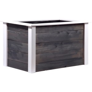 Schwarzes Dobar Hochbeet aus Holz mit weißem Rahmen, 108x62x60 cm.