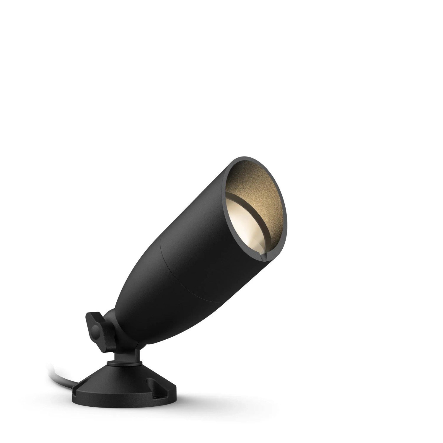 Schwarze WiZ LED Außenstandleuchte Spot, smarte Erweiterung für Garten und Terrasse.