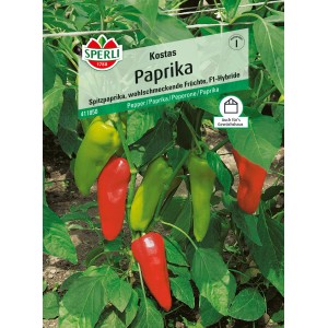 Sperli Paprika Kostas F1-Hybride, eiszapfenförmige Spitzpaprika, rot und grün.