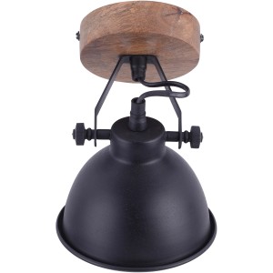 Schwarze Just Light Wand- und Deckenleuchte Samia mit Holzapplikation, 1-flammig.