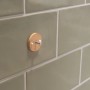 Tesa Moon Befestigungsadapter BK43-2 für Duschkörbe, Bronze-Optik, an grüner Wand.