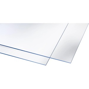 Transparente Polystyrol-Platte, 5 mm stark, glatte Oberfläche, 1000x500 mm.