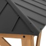 Detailansicht des anthrazitfarbenen Stahldachs und der Zedernholz-Konstruktion des Sunjoy Gazebo Pavillons.