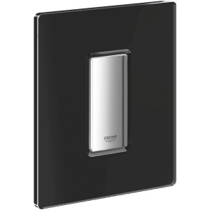 Grohe Skate Cosmopolitan Urinal-Drückerplatte in Velvet Black mit Chrom-Taste.