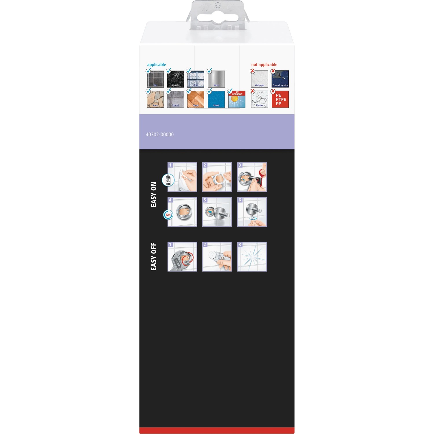 Verpackung der Tesa WC-Bürstengarnitur Moon in Edelstahloptik mit Montageanleitung.