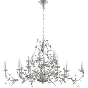 Verschnörkelter, silberner Eglo Kronleuchter Flitwick 1 mit 15 Leuchten.